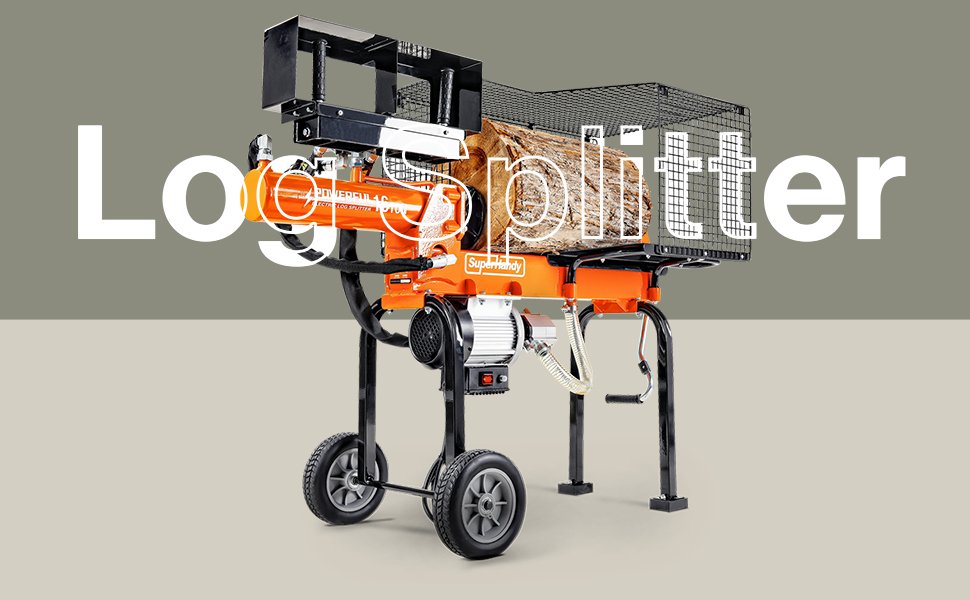 SuperHandy Electric Log Splitter 16Ton 500mm Log Length 2-Stage 10GPM Hydraulic Gear Pump 1500W